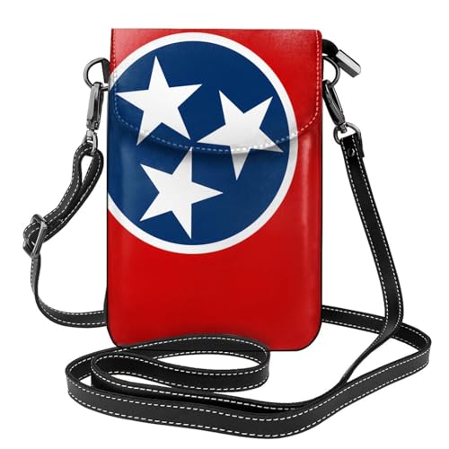 Pegqcvam Kleine Handy-Geldbörse mit Tennessee-Flagge, Blumendruck, Mini-Geldbörse aus PU-Leder mit Schultergurt, sicherer Magnetverschluss. von Pegqcvam