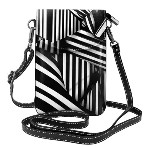 Pegqcvam Schwarze und weiße geometrische Linien, kleine Handy-Geldbörse, Blumendruck, Umhängetasche, PU-Leder, Mini-Geldbörse mit Schultergurt, sicherer Magnetverschluss. Pegqcvam Schwarze und weiße geometrische Linien, kleine Handy-Geldbörse, Blumendruck, Umhängetasche, PU-Leder, Mini-Geldbörse mit Schultergurt, sicherer Magnetverschluss. von Pegqcvam