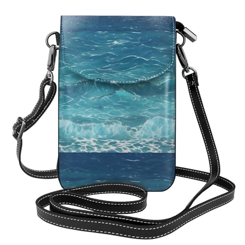 Pegqcvam The Deep Blue Sea Kleine Handy-Geldbörse, Blumendruck, Umhängetasche, PU-Leder, Mini-Geldbörse mit Schultergurt, sicherer Magnetverschluss. von Pegqcvam