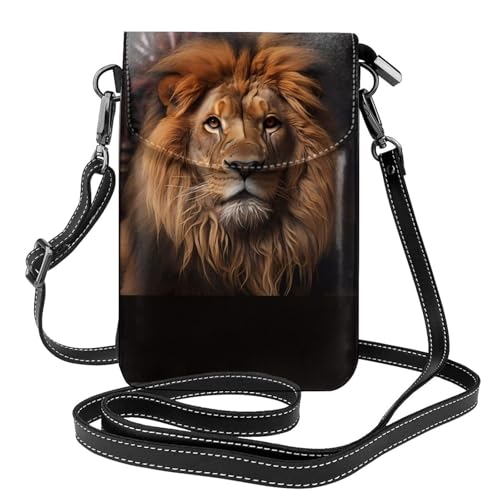 Pegqcvam The Lion's Gaze Kleine Handy-Geldbörse, Blumendruck, Umhängetasche, PU-Leder, Mini-Geldbörse mit Schultergurt, sicherer Magnetverschluss. von Pegqcvam