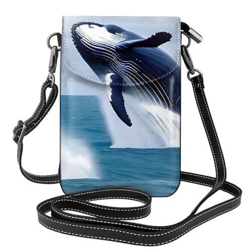 Pegqcvam Whales At Sea Kleine Handy-Geldbörse, Blumendruck, Umhängetasche, PU-Leder, Mini-Geldbörse mit Schultergurt, sicherer Magnetverschluss. von Pegqcvam