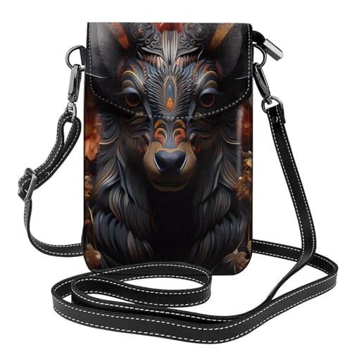 Schwarze Antilope mit Blumen, kleine Handy-Geldbörse, Blumendruck, Umhängetasche, PU-Leder, Mini-Geldbörse mit Schultergurt, sicherer Magnetverschluss. Schwarze Antilope mit Blumen, kleine Handy-Geldbörse, Blumendruck, Umhängetasche, PU-Leder, Mini-Geldbörse mit Schultergurt, sicherer Magnetverschluss. von Pegqcvam