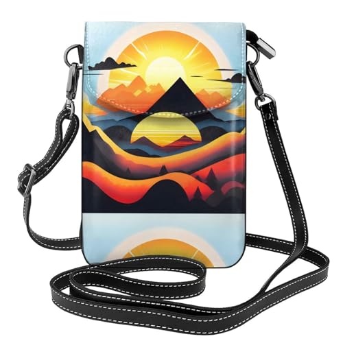 Sunrise Mountain Kleine Handy-Geldbörse, Blumendruck, Umhängetasche, PU-Leder, Mini-Geldbörse mit Schultergurt, sicherer Magnetverschluss. Sunrise Mountain Kleine Handy-Geldbörse, Blumendruck, Umhängetasche, PU-Leder, Mini-Geldbörse mit Schultergurt, sicherer Magnetverschluss. von Pegqcvam