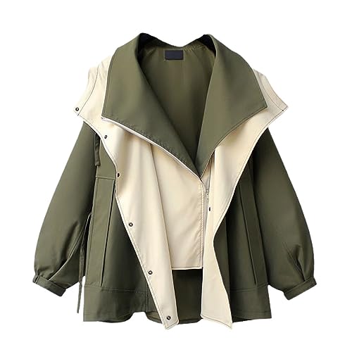 Frühling Und Herbst Frauen Mid-Länge Trenchcoat Mit Kapuze Zipper Lose Jacke Koreanische Version Mode von Pegsmio