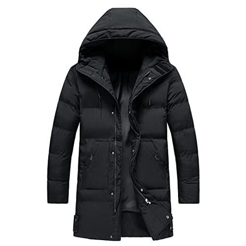 Pegsmio Winterjacke Herren Baumwolle Parkas Mantel Lange Dicke Warme Windjacke Black L von Pegsmio