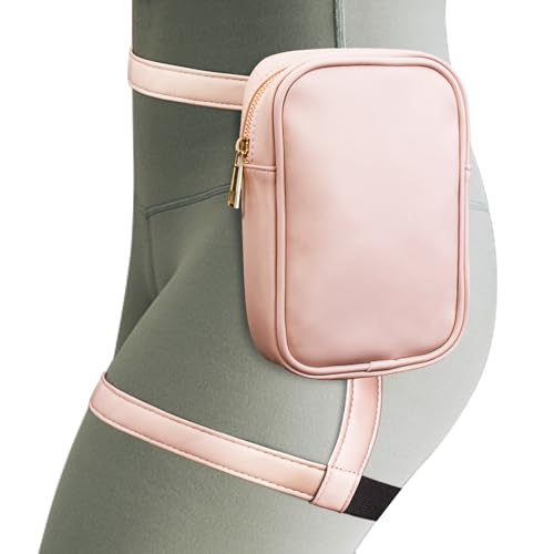 Peicees Damen-Beintasche mit Beingurt, Leder, Oberschenkeltasche für Motorrad-Kostüm-Accessoires, modische Bauchtasche, Gürteltasche, Pink von Peicees