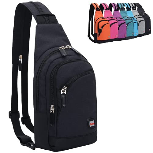 Peicees Kleine Schultertasche für Damen und Herren, umwandelbar, Crossbody-Rucksack, Schultertasche, Brusttasche, Tagesrucksack mit Reißverschluss zum Wandern, Schwarz, Einheitsgröße, Umhängetasche von Peicees