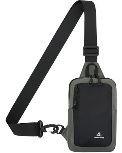 Peicees Kleine Umhängetasche, Brusttasche, zwei Taschen, wasserabweisend, Bauchtasche, Laufen, Handyhalter für Männer und Frauen, Workout, Reisen, Grün (Army Green), Small, Tragetasche von Peicees