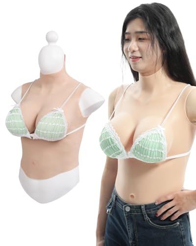 Peikey Silikon Brüste, [Halbe Körperabdeckung] Künstliche Brüste mit Geeignete BH, Realistisch Silikonbrustplatten Brustformen für Crossdresser, Natürlicher Hautton-Hochwertige Füllstoff, G Körbchen von Peikey
