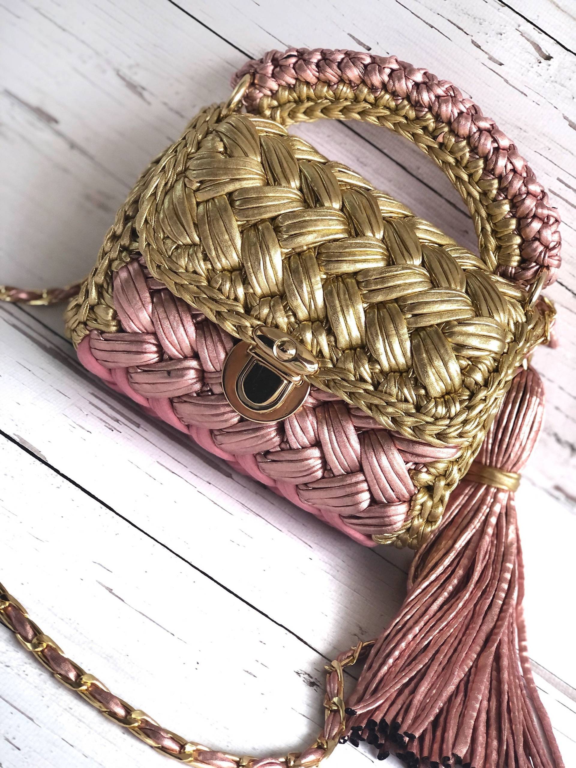 Handgemachte Häkeln Metallic Tasche/Metallic Tasche/Luxus Tasche/Capri Luxus Tasche/Hand Gewebte Tasche/stricktasche Handgemachte Häkeln Metallic Tasche/Metallic Tasche/Luxus Tasche/Capri Luxus Tasche/Hand Gewebte Tasche/stricktasche von PeinadoraBags