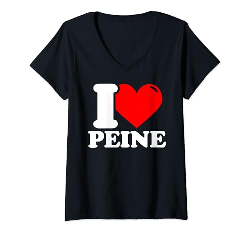 Damen I love Peine - Stadt lustig T-Shirt mit V-Ausschnitt von Peine Stadt Geschenke
