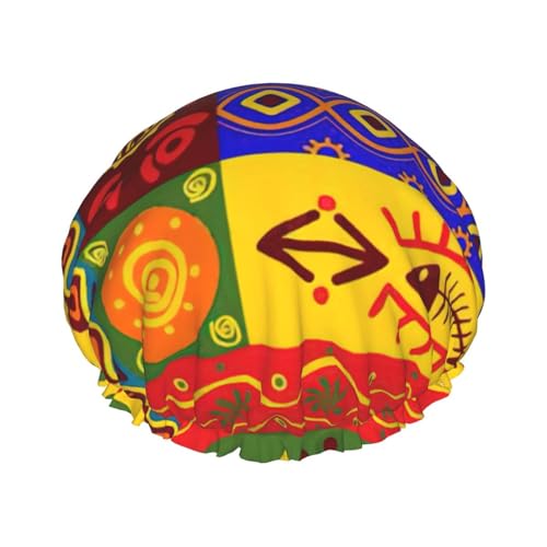 African National Patterns Print Soft Shower Cap for Women, Reusable Environmental Protection Hair Bath Caps von Peiyeety