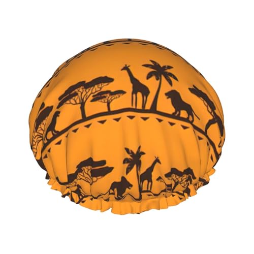 African animals Print Soft Shower Cap for Women, Reusable Environmental Protection Hair Bath Caps von Peiyeety