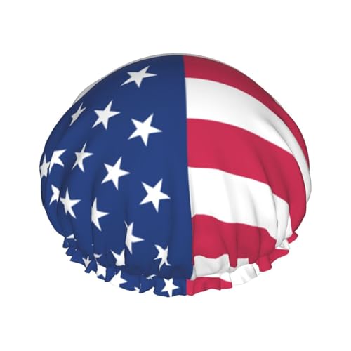 American Flag Shower Cap For Women Men Reusable Waterproof Bathing Shower Hat For Girls von Peiyeety