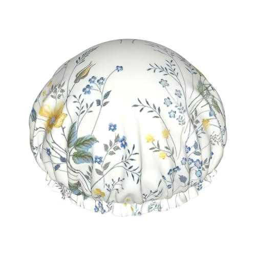 Blue Flower Floral Pattern Roses Print Soft Shower Cap for Women, Reusable Environmental Protection Hair Bath Caps Blue Flower Floral Pattern Roses Print Soft Shower Cap for Women, Reusable Environmental Protection Hair Bath Caps von Peiyeety