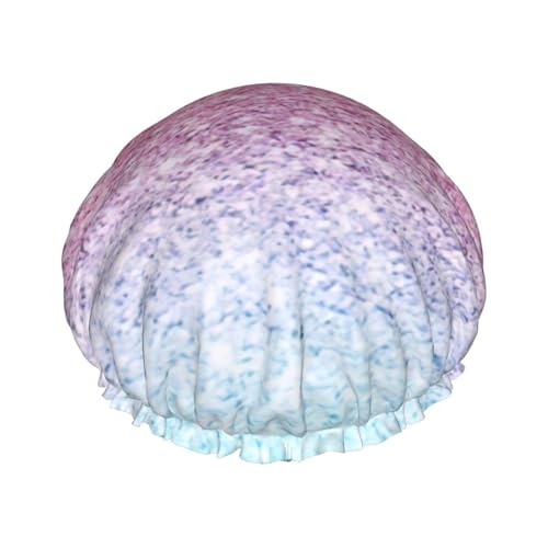 Blue Pink and Purple Pastel Colors Print Soft Shower Cap for Women, Reusable Environmental Protection Hair Bath Caps von Peiyeety