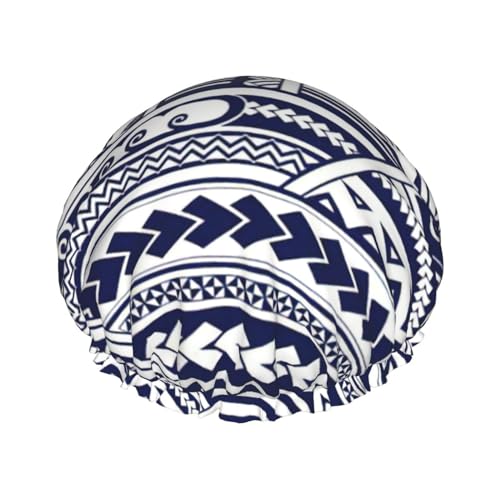 Blue Polynesian Maori Tribal Pattern Print Soft Shower Cap for Women, Reusable Environmental Protection Hair Bath Caps Blue Polynesian Maori Tribal Pattern Print Soft Shower Cap for Women, Reusable Environmental Protection Hair Bath Caps von Peiyeety