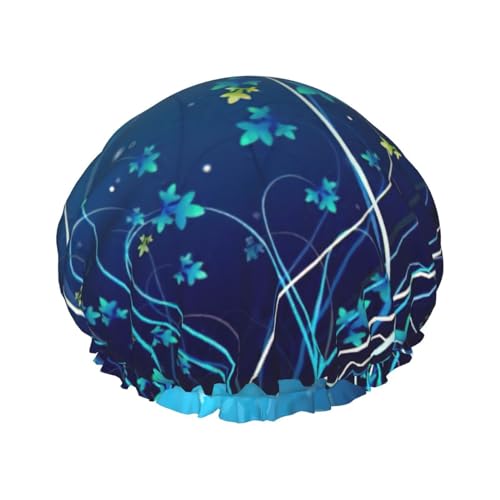 Blue Swirl Print Soft Shower Cap for Women, Reusable Environmental Protection Hair Bath Caps von Peiyeety