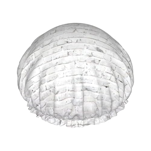 Brick Wall Print Soft Shower Cap for Women, Reusable Environmental Protection Hair Bath Caps von Peiyeety