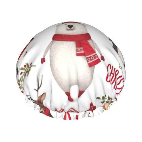 Christmas Santa Claus Print Shower CapSoft,Reusable, Double WaterproofBath Hat Women,Breathable, von Peiyeety