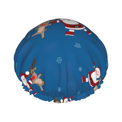 Christmas pattern Print Soft Shower Cap for Women, Reusable Environmental Protection Hair Bath Caps von Peiyeety