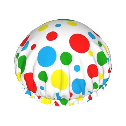 Colorful Polka Dots Women Luxury Shower Cap, Double ProtectionElastic, Reusable Adjustable Shower Bonnet von Peiyeety