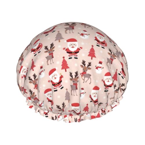 Cute Christmas Holidays Women Luxury Shower Cap, Double ProtectionElastic, Reusable Adjustable Shower Bonnet von Peiyeety