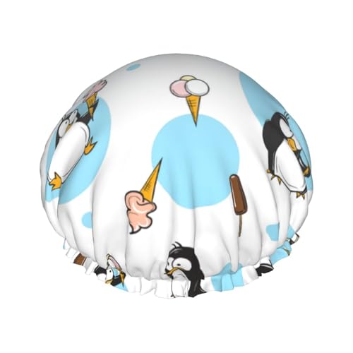 Cute Penguins Women Luxury Shower Cap, Double ProtectionElastic, Reusable Adjustable Shower Bonnet von Peiyeety