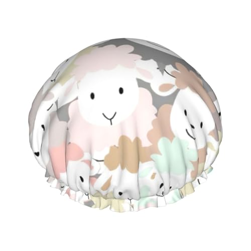 Cute colorful sheep cartoon pattern Print Soft Shower Cap for Women, Reusable Environmental Protection Hair Bath Caps von Peiyeety