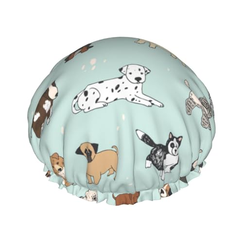 Dog Women Luxury Shower Cap, Double ProtectionElastic, Reusable Adjustable Shower Bonnet von Peiyeety