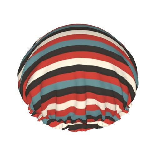 Fashion Striped Women Luxury Shower Cap, Double ProtectionElastic, Reusable Adjustable Shower Bonnet von Peiyeety