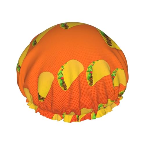 Food Pattern Funny Print Shower Cap for Women Waterproof - Reusable | Hair Cap for Bathing | Double Layer Hat von Peiyeety