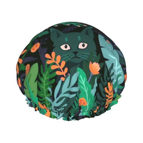 Forest Cat Shower Cap For Women Men Reusable Waterproof Bathing Shower Hat For Girls von Peiyeety