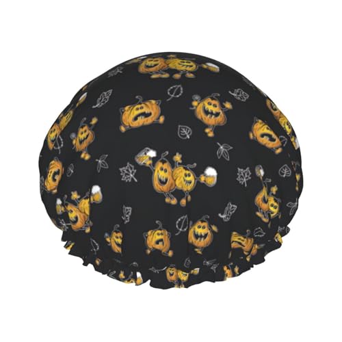 Funny Halloween Decor Witch Women Luxury Shower Cap, Double ProtectionElastic, Reusable Adjustable Shower Bonnet von Peiyeety