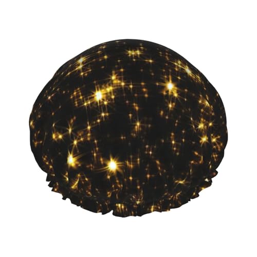 Gold Black Print Soft Shower Cap for Women, Reusable Environmental Protection Hair Bath Caps von Peiyeety