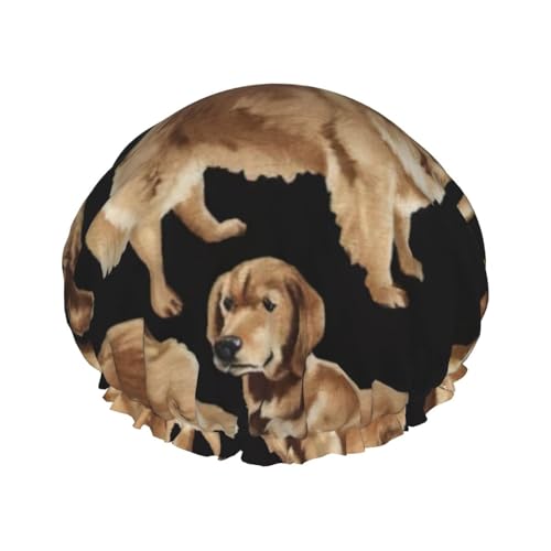 Golden Retrievers Print Soft Shower Cap for Women, Reusable Environmental Protection Hair Bath Caps von Peiyeety