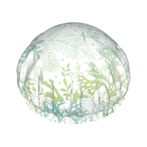 Green Sea Blue Seaweed Women Luxury Shower Cap, Double ProtectionElastic, Reusable Adjustable Shower Bonnet von Peiyeety