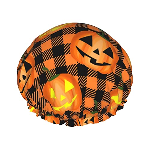 Halloween-Duschhaube für Damen, verstellbar, doppelt wasserdicht, Bade-Duschhut, Haarschutz, wiederverwendbar, Damen-Spa-Salon-Duschhut von Peiyeety