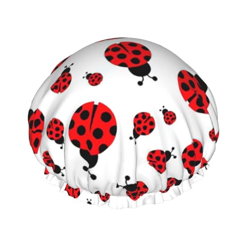 Ladybug Print Soft Shower Cap for Women, Reusable Environmental Protection Hair Bath Caps von Peiyeety