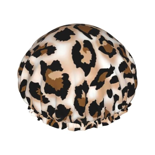 Leopard print 1 Print Soft Shower Cap for Women, Reusable Environmental Protection Hair Bath Caps von Peiyeety