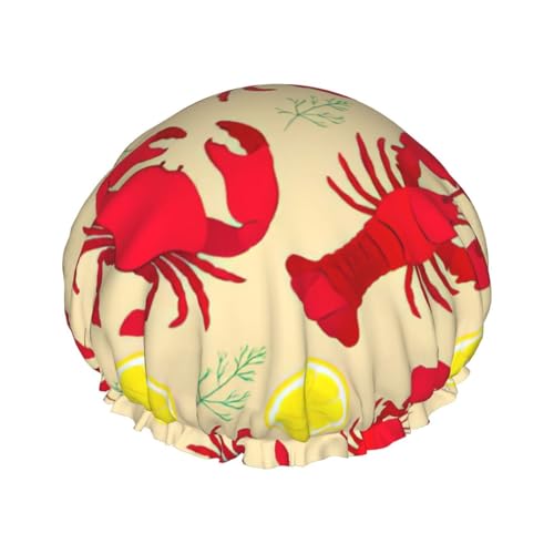 Lobster and Crab Print Soft Shower Cap for Women, Reusable Environmental Protection Hair Bath Caps von Peiyeety