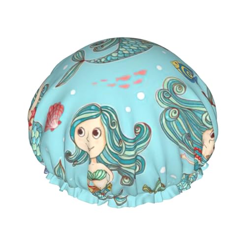 Marine Sea Life Print Soft Shower Cap for Women, Reusable Environmental Protection Hair Bath Caps von Peiyeety