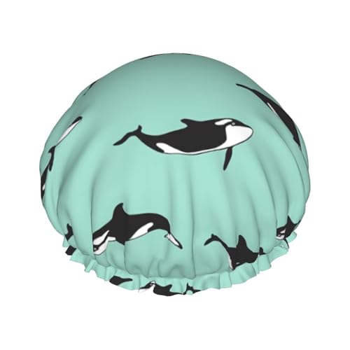 Pacific Ocean Whale Women Luxury Shower Cap, Double ProtectionElastic, Reusable Adjustable Shower Bonnet von Peiyeety