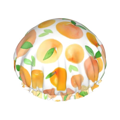 Peach Print Soft Shower Cap for Women, Reusable Environmental Protection Hair Bath Caps von Peiyeety