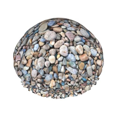 Pebble Stone Pattern Print Shower CapSoft,Reusable, Double WaterproofBath Hat Women,Breathable, von Peiyeety