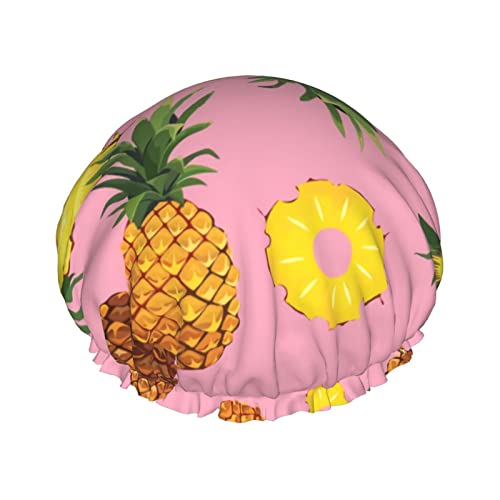 Pink Pine Duschhaube für Damen, verstellbar, doppelt wasserdicht, Bade-Duschhut, Haarschutz, wiederverwendbar, Damen-Spa-Salon-Duschhut von Peiyeety