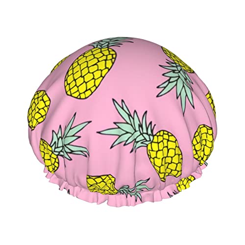 Pink Pine Duschhaube für Damen, verstellbar, doppelt wasserdicht, Bade-Duschhut, Haarschutz, wiederverwendbar, Damen-Spa-Salon-Duschhut von Peiyeety