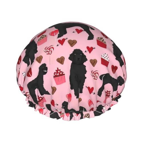 Pink Poodles Dogs Women Luxury Shower Cap, Double ProtectionElastic, Reusable Adjustable Shower Bonnet von Peiyeety