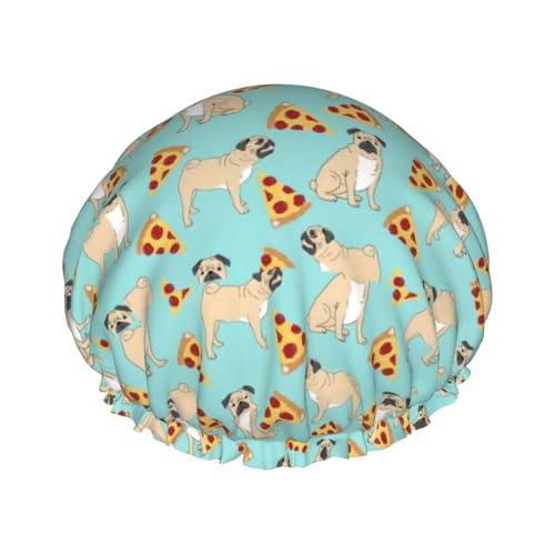 Pizza Party. Women Luxury Shower Cap, Double ProtectionElastic, Reusable Adjustable Shower Bonnet von Peiyeety