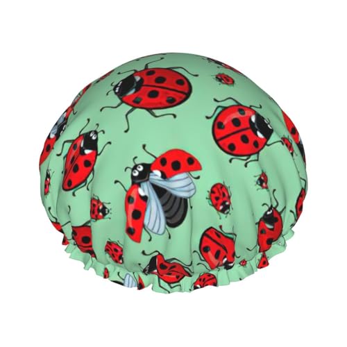 Red Ladybugs On A Blue Background Print Soft Shower Cap for Women, Reusable Environmental Protection Hair Bath Caps Red Ladybugs On A Blue Background Print Soft Shower Cap for Women, Reusable Environmental Protection Hair Bath Caps von Peiyeety